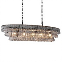 Lustre rectangulaire noir YIOSI de 54 pouces, luminaire suspendu moderne en verre pour salle à manger, éclairage pour îlot de cuisine
