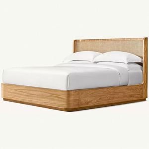 Cama King Size de Estilo Americano Minimalista con Tejido de Ratán, para Villa, Club, Casa de Huéspedes, Hotel, Muebles de Dormitorio Personalizables - Product Image 6