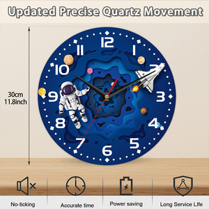 Horloge murale ronde vintage personnalisable sur le thème de la rose de <span class=keywords><strong>Marseille</strong></span> - Design floral de carte pour la décoration intérieure, salon, chambre à coucher - Product Image 5