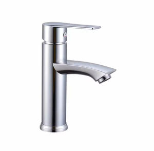 Robinet de bassin d'eau chaude et froide chromé monotrou moderne et bon marché Mélangeur de lavabo monté sur pont en acier en plastique Vanne en céramique pour hôtels - Product Image 1