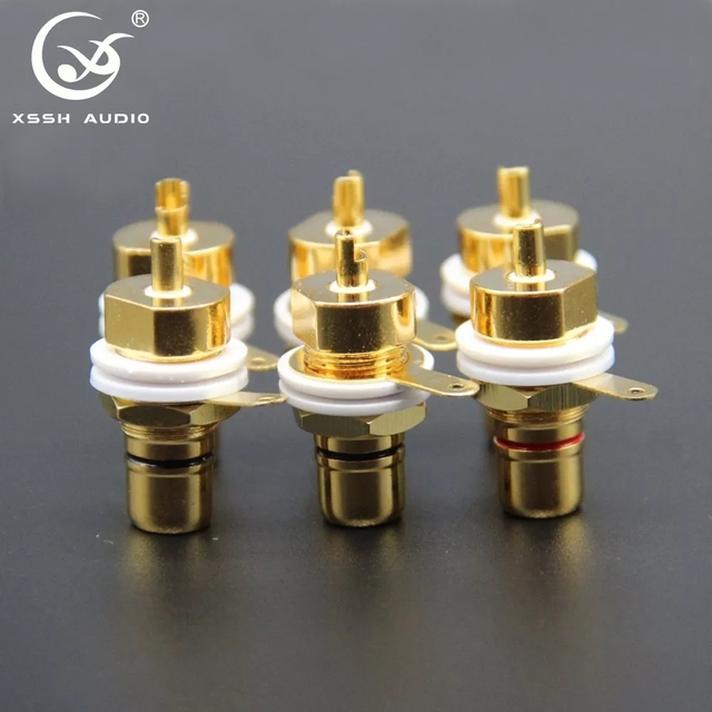 Gold Plated 8mm Chassis Mount Female RCA Jack Socket YIVO XSSH OEM ODM HIFI DIY Terminal for Audio Video Signal Cable Connector