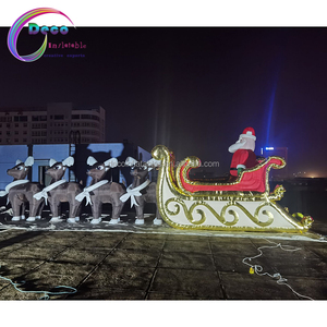 Nouveau design Décoration de Noël Père Noël <span class=keywords><strong>gonflable</strong></span> avec renne et traîneau en plein air - Product Image 1