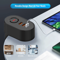 Multiprise de bureau sans perçage 16A 250V avec USB et 3 prises, rallonge multiprise de table