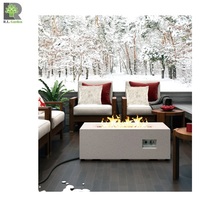 Foyer rectangulaire au gaz en ciment avec table sans fumée Réchauffeur d'ambiance de fête en plein air Cheminée en béton élégante
