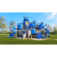 Aire de jeux extérieure pour enfants sur le thème de l'hélicoptère, toboggan combiné, équipement de jeu en plastique pour enfants, pour les écoles maternelles et les parcs communautaires