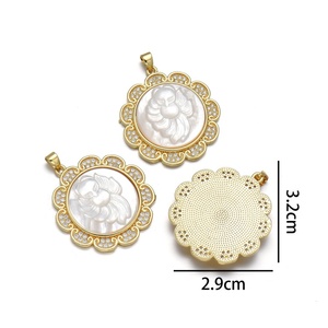 YH2072 Charmes plaqués or en forme de fleur exquise, pendentif tête de <span class=keywords><strong>loup</strong></span> en coquille naturelle blanche pour la fabrication de bijoux - Product Image 6