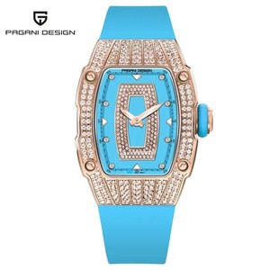PAGANI DESIGN YS013 orologi da donna al quarzo blu Silicone cinturino moda diamanti di lusso da donna orologio regalo - Product Image 4