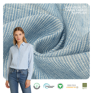 Tela 100% <span class=keywords><strong>Lino</strong></span> Teñido en Hilo, <span class=keywords><strong>Lino</strong></span> Puro, 5 <span class=keywords><strong>Colores</strong></span> Disponibles, Material de <span class=keywords><strong>Lino</strong></span> Transpirable para Camisas Casuales, Vestidos y Confección de Ropa - Product Image 1
