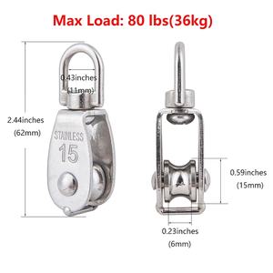 Paslanmaz çelik 316/304 tek kasnak blok tel halat çekme tekerlek bahar yaylı kancalar ile tekne aksesuarları için - Product Image 2