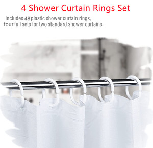 48 pièces C Forme En Plastique <span class=keywords><strong>Blanc</strong></span> Bain Douche <span class=keywords><strong>Rideau</strong></span> Boucle Clip Cintre Crochets Anneaux - Product Image 4