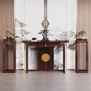 Zen Inspired Entryway <b>Console</b> <b>Table</b> Rosewood Solid Wood Storage Living Room Altar Chinese Style Wenge Oak Finish - Product Image 1
