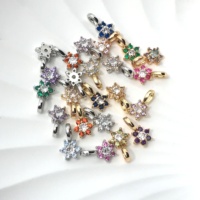 Mini-pendentifs en zircon coloré, 12 pierres de naissance et fleurs de naissance, breloques permanentes pour collier, bijoux DIY