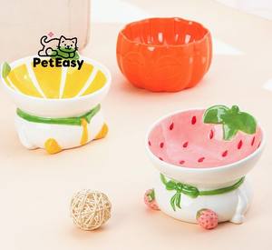 Best-seller più recente simpatici accessori Anti-ribaltamento per animali domestici a forma di frutta in ceramica doppio uso singola ciotola per cani di lusso - Product Image 1