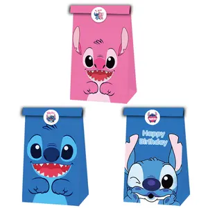 Kids Birthday Party Supplies Cute Cartoon Design Kraft Paper Gift Candy Packaging Bag Star Baby Theme Paper Bags