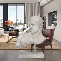 Vente en gros de sculpture grecque classique en forme de tête de David en résine artisanale Statue d'art populaire en grès pour la décoration intérieure