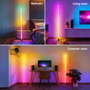 RGBIC <b>Smart</b> 360 Floor Lamp-Modern Tall Corner Ambient <b>Light</b> Indoor Color Changing with App & Remote Control Black LED - Product Image 2