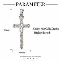 ARNAN Collier Croix Chrétienne Unisexe en Laiton avec Pendentif Zircon, Chaîne à Maillons Style Vintage Punk, Bijou Tendance, Cadeaux en Gros