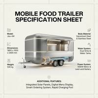 Remolque de Comida Móvil de Acero Inoxidable de 4 Ruedas con Motor de 1500W, Iluminación LED y Rango Combinado para Servicio de Comida Rápida al Aire Libre