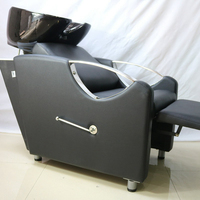 Chaise de lavage de cheveux ergonomique inclinable avec accoudoirs métalliques, station de shampoing commerciale avec bac profond pour salon de beauté