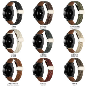 Bracelet de montre à boucle pliable magnétique en cuir véritable à chevrons pour <span class=keywords><strong>Garmin</strong></span> <span class=keywords><strong>5</strong></span> remplacer le bracelet de montre pour Samsung Watch 6 - Product Image 6