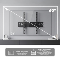 Support mural inclinable pour téléviseur, réglable et personnalisé, 12 pouces °   Support mural inclinable en acier, capacité 77 lb, VESA 400x400mm pour téléviseurs de 26 à 60 pouces