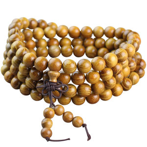 Wooden Buddhist Prayer <b>Beads</b> 108 <b>Beads</b> Golden Sandalwood Round <b>Men</b> Women <b>Bracelet</b> Jewelry Hangzhou - Product Image 5