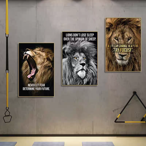 Decoración <span class=keywords><strong>de</strong></span> Pared para Fábrica, Oficina, Gimnasio, Hogar, León Salvaje, Éxito, Inspiración, Motivación, <span class=keywords><strong>Frases</strong></span>, Pósters y Cuadros Decorativos - Product Image 4