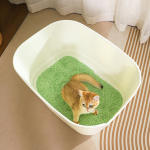 Bac à litière pour chat extra large et épaissi 62x46x33cm semi-fermé ouvert pour plusieurs chats, anti-éclaboussures, en matériau PP - Product Image 1