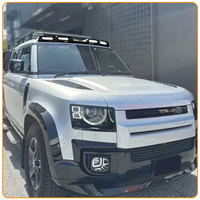 Barre de toit noire brillante pour Land Rover Defender 2020 2021, support de bagages léger pour aventure tout-terrain