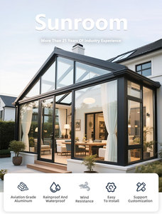 Véranda moderne en aluminium pour jardin extérieur, pièce en verre fermée avec portes et fenêtres coulissantes en verre pour usage hôtelier, garantie <span class=keywords><strong>à</strong></span> vie personnalisée - Product Image 2