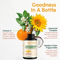 Complément alimentaire Tiora Custom Vegan Ascorbic Acid Vitamin C en capsules avec complexe liposomal, soutient la santé immunitaire et articulaire