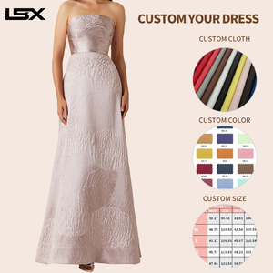 Abito <span class=keywords><strong>da</strong></span> <span class=keywords><strong>sera</strong></span> formale di lusso <span class=keywords><strong>da</strong></span> donna con logo personalizzato, in jacquard, ecologico, con vita definita, linea ad A, lunghezza al pavimento, motivo floreale - Product Image 2