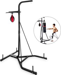Support de sac de frappe lourd autoportant en acier, compatible avec les sols, avec supports pour plaques de poids, pour l'entraînement MMA et Muay Thai - Product Image 5
