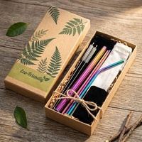 Ensemble de pailles en acier inoxydable 304 personnalisées pour bar, pailles métalliques colorées et tubes à café coudés pour restaurants et boissons au thé au lait