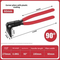 Pince à bordure coudée Xinweida avec poignée plastifiée, mâchoires dentelées antidérapantes, ensemble combiné multi-angles 3 pièces à bec plat