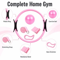 Ensemble de 18 pièces d'équipement de Pilates rose pour femmes, pour entraînement complet du corps à domicile, comprenant des bandes de résistance, des poids de cheville annulaires, une sangle de yoga et des chaussettes de yoga