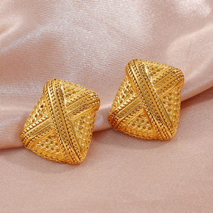 Geometric <b>Cuff</b> <b>Earrings</b> 18K Gold Plated Stainless Steel Irregular Design For Women - Product Image 2