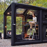 Tienda de campaña inflable impermeable grande, dos dormitorios, una sala de estar, Tente Gonflable, poste de Tpu, tienda de cabina de aire inflable con dos capas