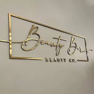 Free Design Custom Acrylic Business Shop Sign Board Gold Metal Letters Store Sign For Business Outdoor Waterproof