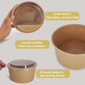 Bol en papier kraft jetable personnalisé pour salades, <span class=keywords><strong>poke</strong></span> bowls, fruits frais, yaourts, glaces, soupes froides, sandwichs - Product Image 4