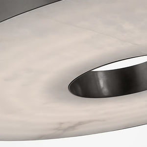 Lustre rond moderne américain de 36 pouces pour salon, en albâtre, métal noir, maison, hôtel, chambre à coucher, salle à manger, lampe suspendue en marbre espagnol - Product Image 3