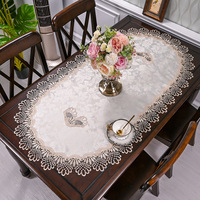Nappe de table basse de salon en tissu, dentelle moderne, ovale, style européen, anti-poussière, motif géométrique, à franges, écologique, lavable