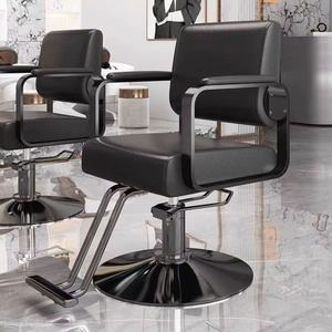 Contemporary Faux Leather Barber Chair with Gold Frame Hydraulic Height Adjustable Salon Furniture - Product Image 2