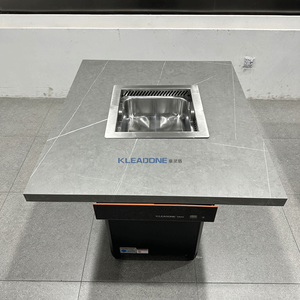 <span class=keywords><strong>Table</strong></span> à fondue sans fumée en acier inoxydable moderne personnalisée KLEADONE pour restaurant 4 personnes, design résistant à l'eau et durable - Product Image 6