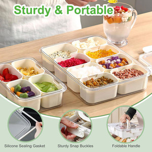 Hugebirds Portable Snack Box Container with Divided Serving Tray Lid and Handle Plastic Storage <b>Bin</b> - Product Image 5