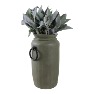 Vaso cilindrico Ecomix con manici ad anello in metallo, finitura testurizzata, vaso per fiori per soggiorno, decorazioni per la casa, arredamento per ufficio. - Product Image 2