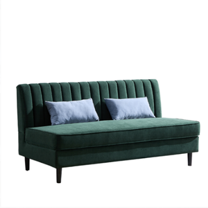 New Design Apartment Armless Forest Green Velvet Loveseat <b>Sofa</b> Channel Back Upholstered 2-Seater Couch - Product Image 6