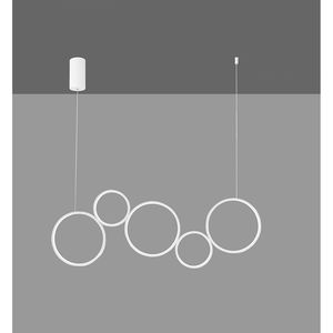 Lampadario LED FREDY, Bianco Goffrato, H. 150CM - 60W 8000lm 3000-6500K - Product Image 1