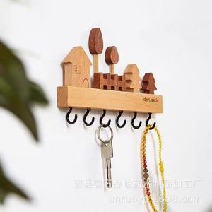 My Castle Wooden Wall Key Rack With <b>Hooks</b> Decorative Storage <b>Shelf</b> For Entryway Coat Rack - Product Image 4