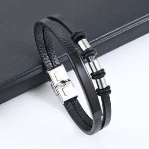 Fashion Men Bracelet Geometric Multilayer Handmade Braided Bracelet Stainless Steel <b>Leather</b> Bracelet <b>Jewelry</b> - Product Image 4